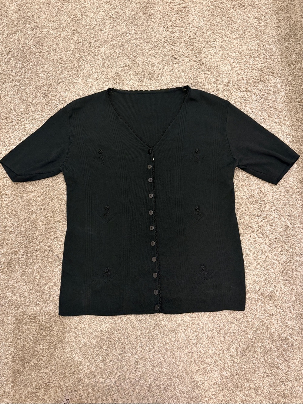 VINTAGE Black Top | Button Down  - M/L